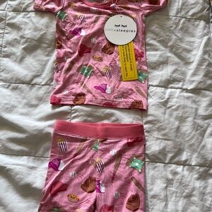Little Sleepies Pink Baseball Print Pajama Set